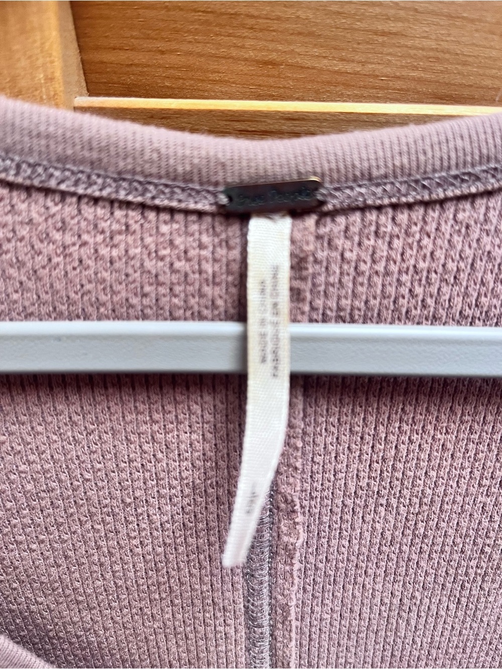 Free People Taupe Henley Top with Crochet Cuff - Picture 9 of 12